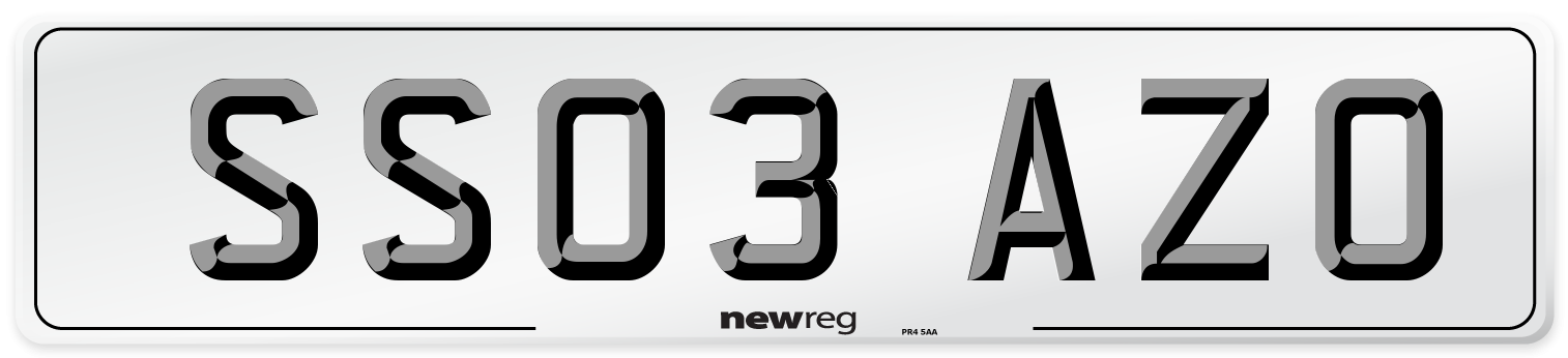 SS03 AZO Number Plate from New Reg